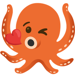 face blowing a kiss and octopus