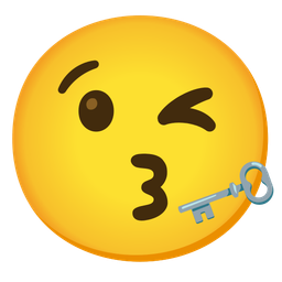 face blowing a kiss and old key