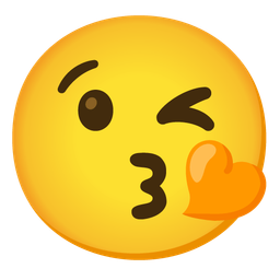 face blowing a kiss and orange heart