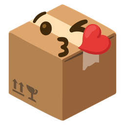 face blowing a kiss and package