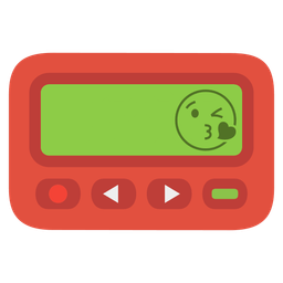 face blowing a kiss and pager