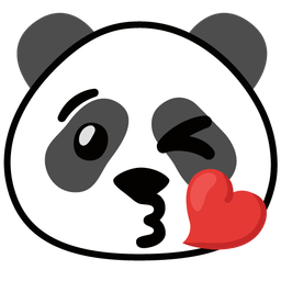 face blowing a kiss and panda