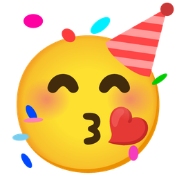 face blowing a kiss and partying face