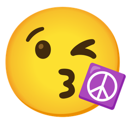 face blowing a kiss and peace symbol
