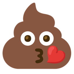 face blowing a kiss and pile of poo