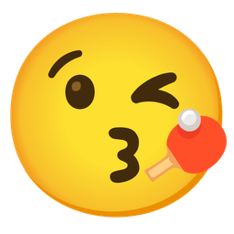 face blowing a kiss and ping pong
