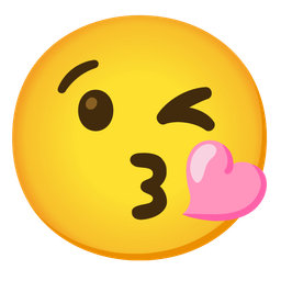 face blowing a kiss and pink heart