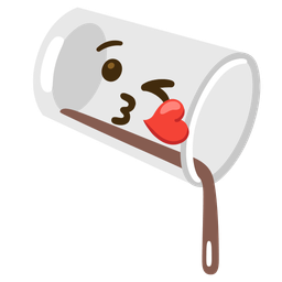 face blowing a kiss and pouring liquid