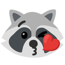 face blowing a kiss and raccoon