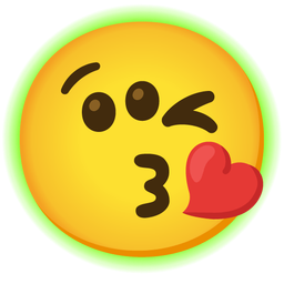 face blowing a kiss and radioactive