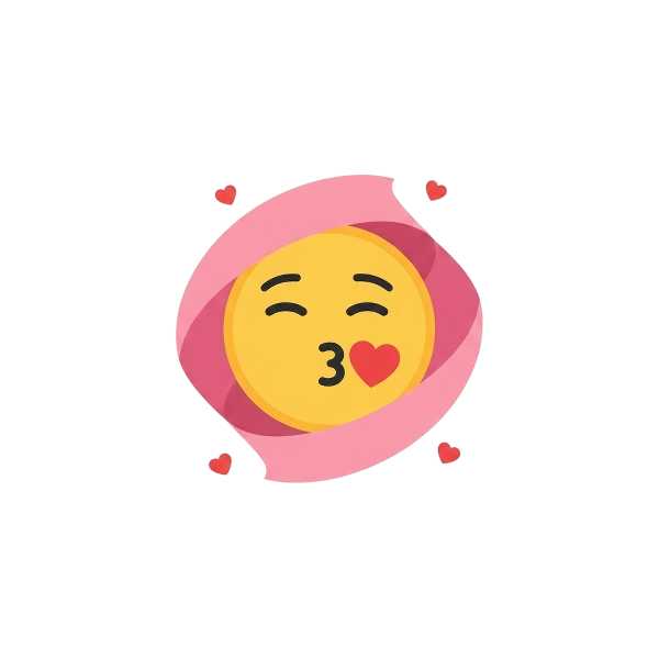 Face blowing a kiss and Reminder ribbon