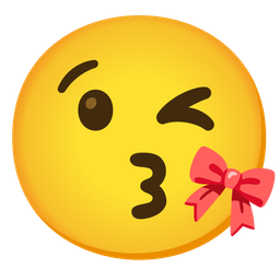 face blowing a kiss and ribbon