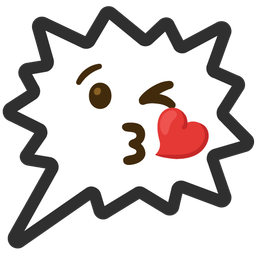 face blowing a kiss and right anger bubble