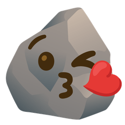 face blowing a kiss and rock