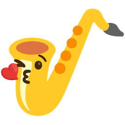 face blowing a kiss and saxophone