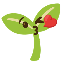 face blowing a kiss and seedling