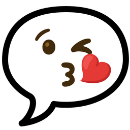 face blowing a kiss and speech balloon