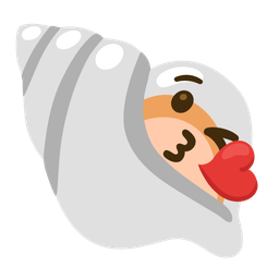 face blowing a kiss and spiral shell