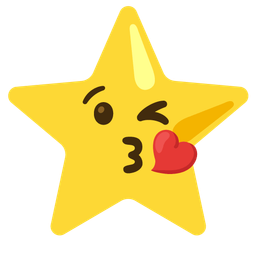 face blowing a kiss and star