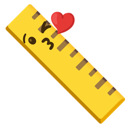 face blowing a kiss and straight ruler