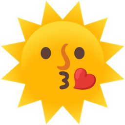 face blowing a kiss and sun with face