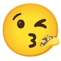 face blowing a kiss and taco