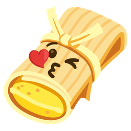 face blowing a kiss and tamale