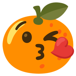 face blowing a kiss and tangerine