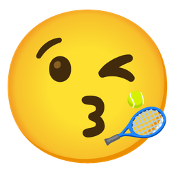 face blowing a kiss and tennis