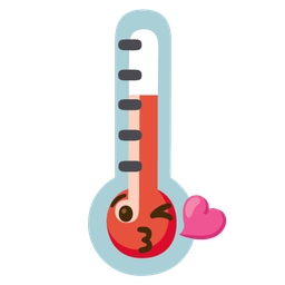 face blowing a kiss and thermometer