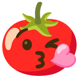 face blowing a kiss and tomato
