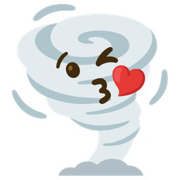 face blowing a kiss and tornado