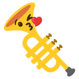 face blowing a kiss and trumpet