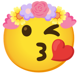 face blowing a kiss and tulip