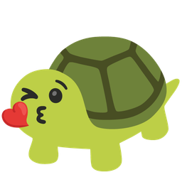 face blowing a kiss and turtle