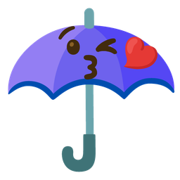 face blowing a kiss and umbrella