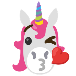 face blowing a kiss and unicorn