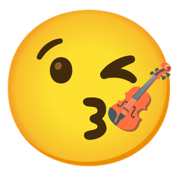 face blowing a kiss and violin