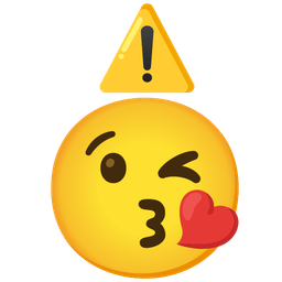 face blowing a kiss and warning