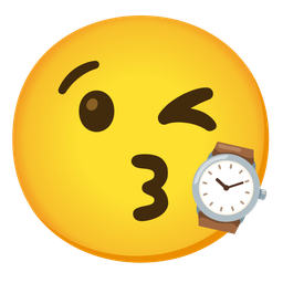 face blowing a kiss and watch