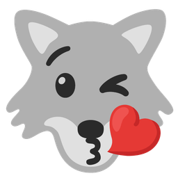 face blowing a kiss and wolf