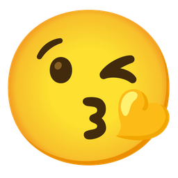 face blowing a kiss and yellow heart