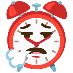 face exhaling and alarm clock