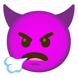 face exhaling and angry face with horns