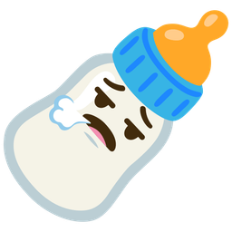 face exhaling and baby bottle