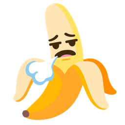 face exhaling and banana