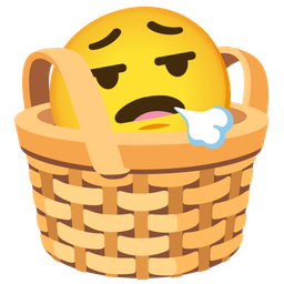 face exhaling and basket