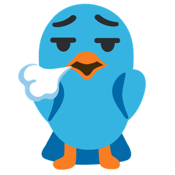 face exhaling and bird