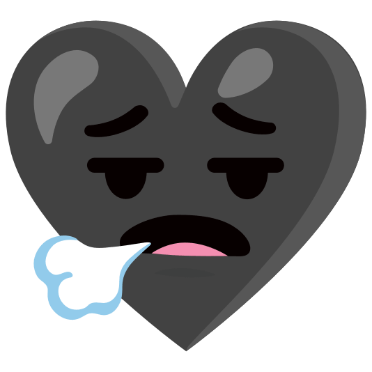 Face exhaling and Black heart