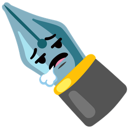 face exhaling and black nib